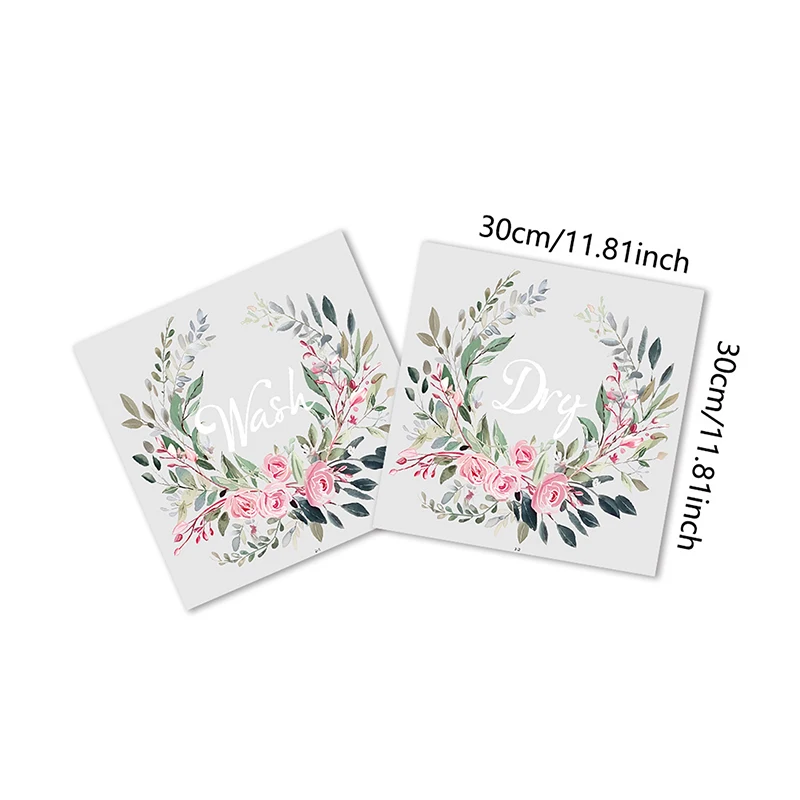 Flower Sticker For Washing Machine Self Adhesive Dry Wash Decals Laundry Room Washroom Shower Home Decor Wall Stickers