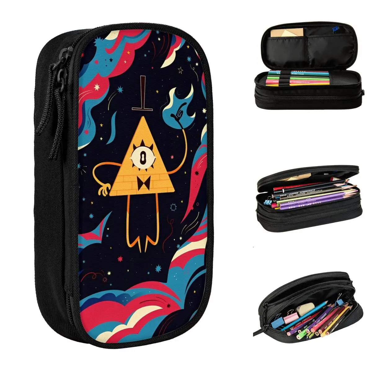 Gravity Falls Bill Cipher Pencil Case Cartoon Anime Pen Pencil Bags Girls Boys Large Storage School Supplies Gifts Pencilcases