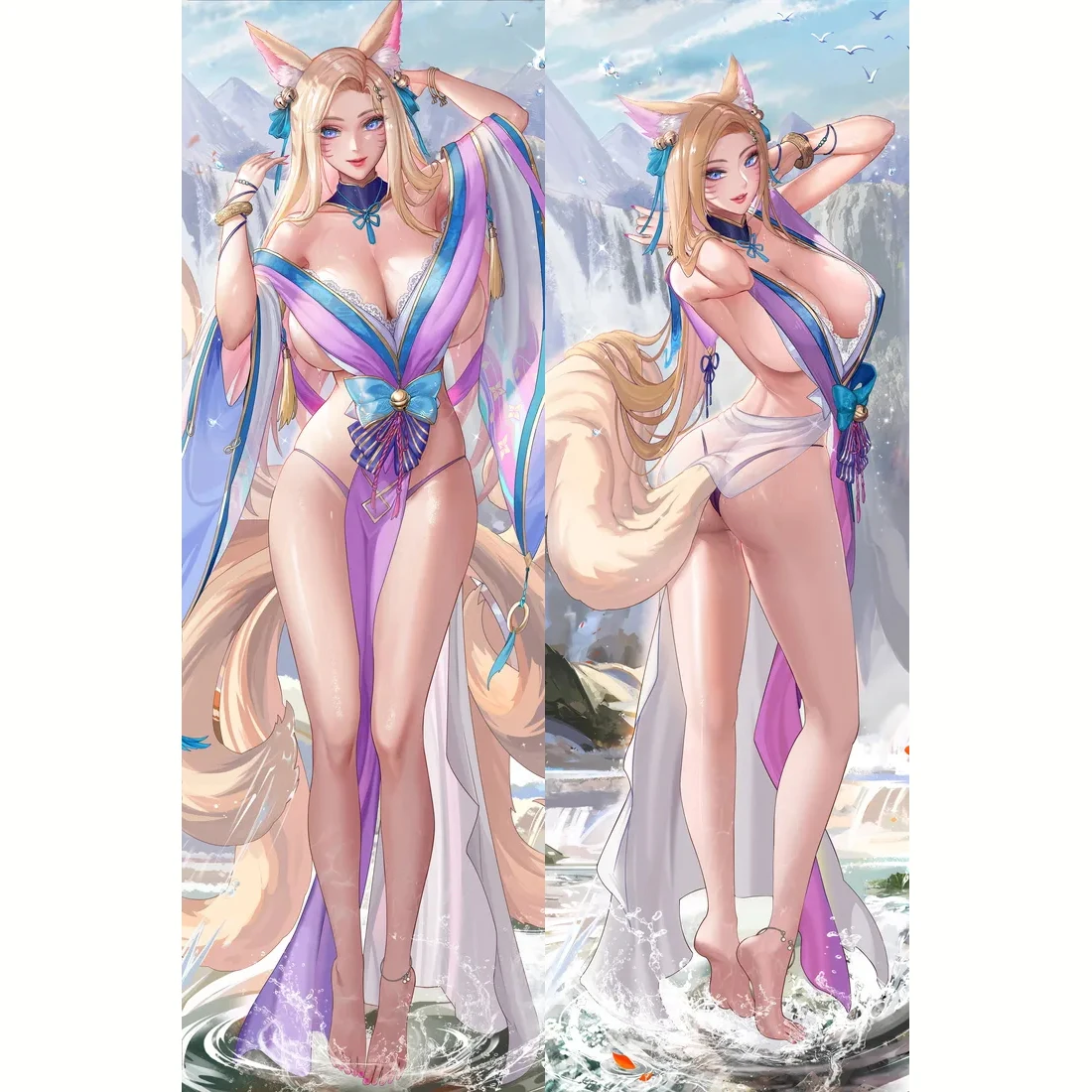 Cute Ahri League of Legends Square Pillowcase Peach Skin 2WAY Decor Pillow Case Room Cushion Case