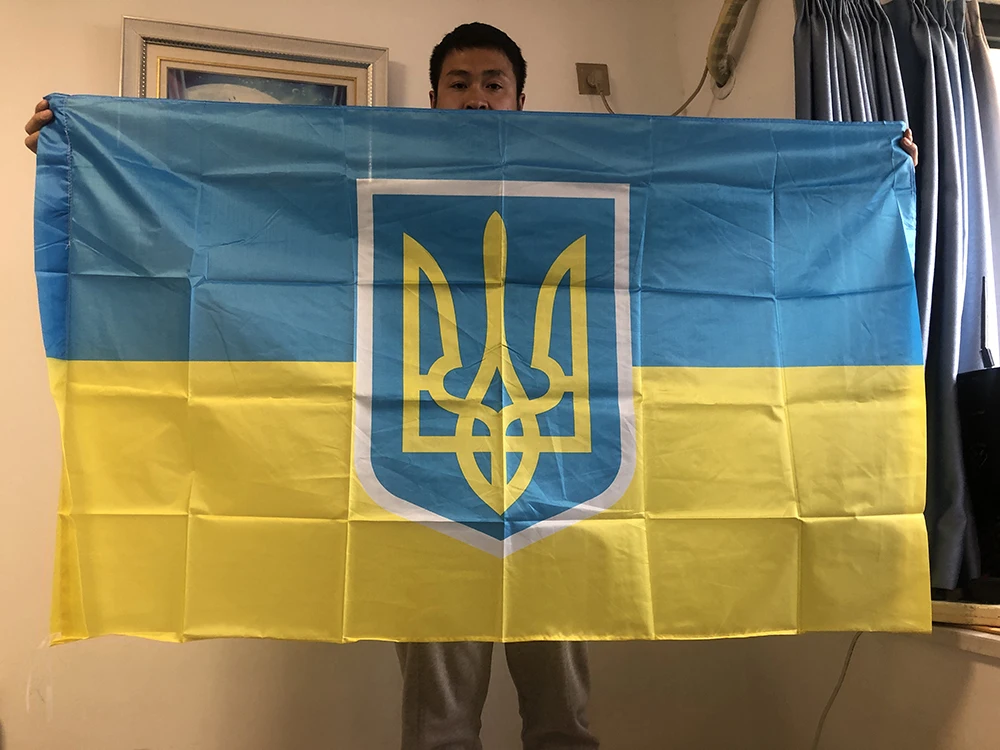 SKY FLAG Ukrainische Präsidentenflagge 90 * 150 cm Das Ukraine-Banner Heimdekoration 100 % Polyester hängende Ukraine-Flagge