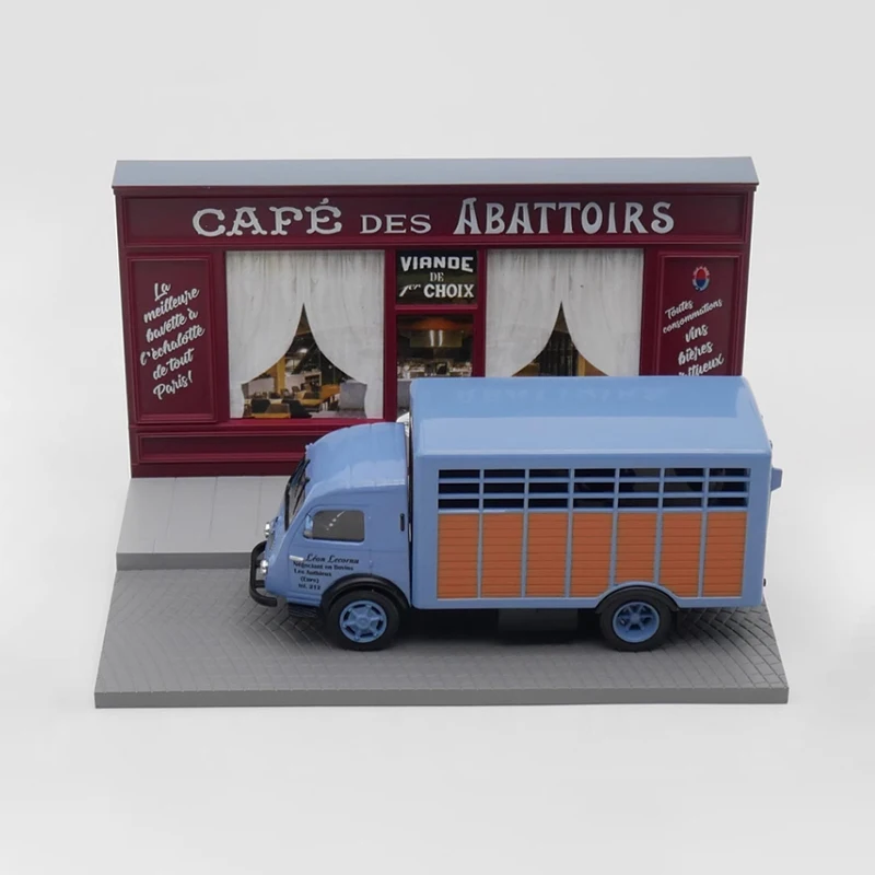 IXO Diecast 1:43 Scale Alloy Galion Milk Tea Shop Scene Sand Table Cow Transport Truck  Car Model Simulation Toy Ornament