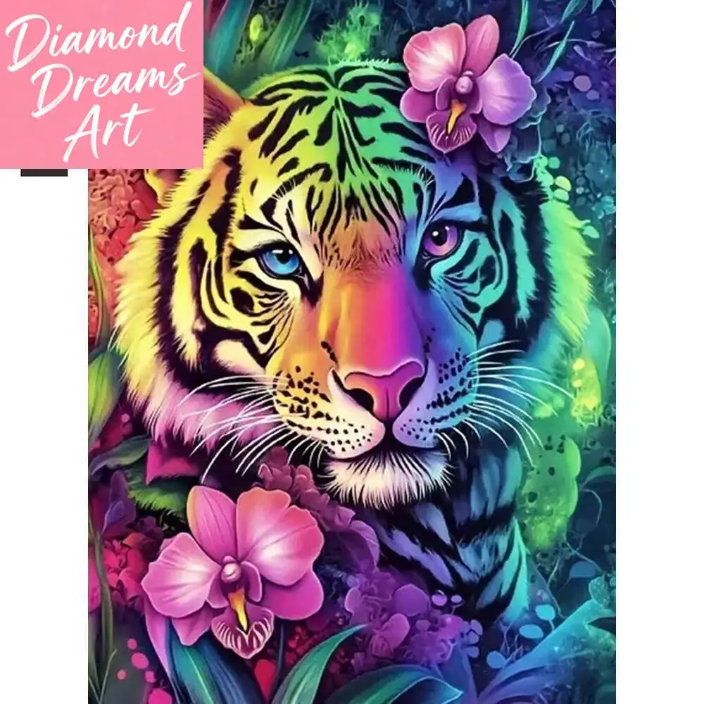 Frameless, Diamond Mosaic Full Square Round Tiger Animal 5d Diamond Painting New Arrivals Cross Stitch Complete Kit Bedroom Deco