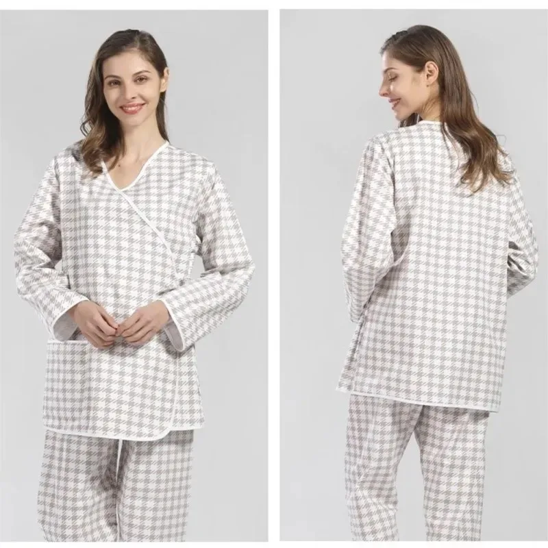 

DY20Patient outfits men cotton physical examination clothing tied patient suits women pajamas Medical Nursing uniform top pants