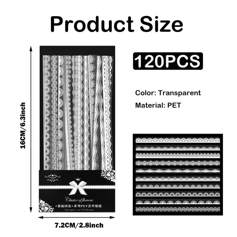 투명 레이스 스티커 자기 접착 사진 프레임 장식 스티커 Scrapbooking 장식 DIY 카드 만들기