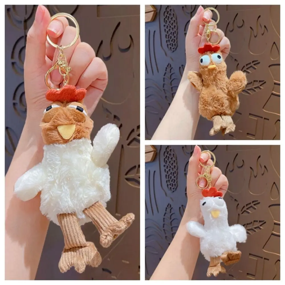 Cuddly Egg-laying Chicken Keychain Plush Creative Squeaking Plush Doll Toy Cartoon Animal Hanging Stuffed Bag Pendant