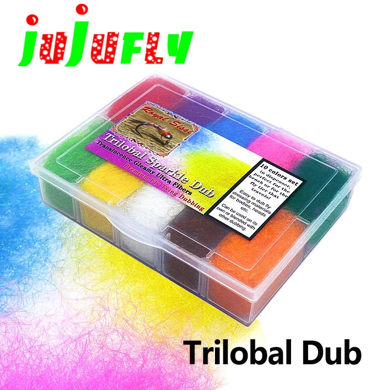 10colors dispenser trilobal shaggy dubbing saltwater&freshwater general used seal fur substitute basic rainbow color fly dubbing