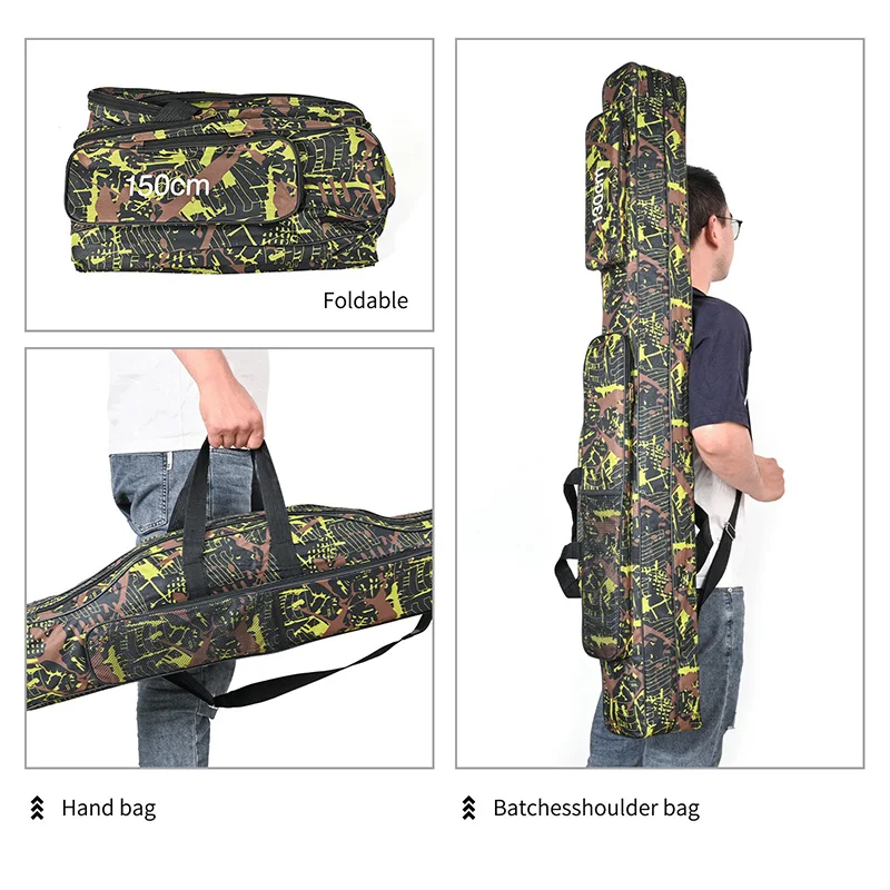 1 Piece Portable Folding Rod Bag, Fishing, Camping, Hiking, Travelling Organiser Oxford Cloth, 20-30L , Fishing Accessories