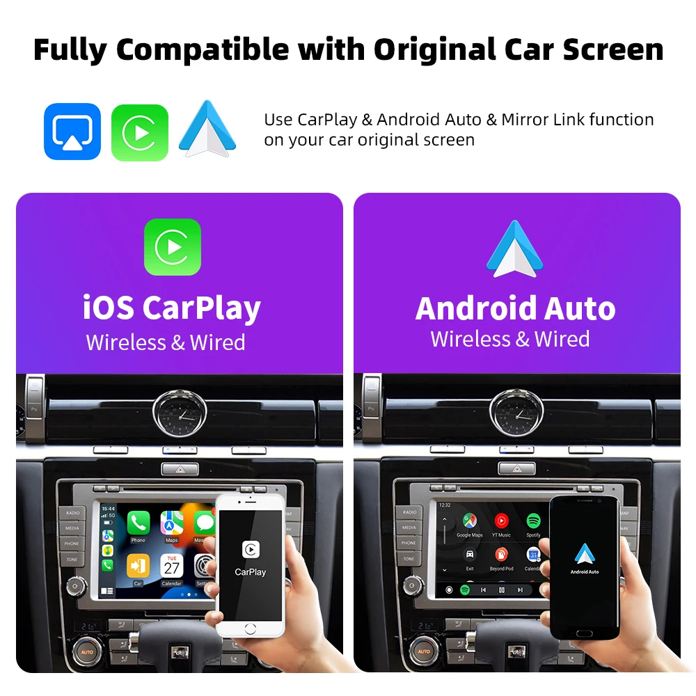 EKIY Wired & Wireless Apple Carplay Module For VW/Volkswagen Phaeton Wired & Wireless Android Auto Box