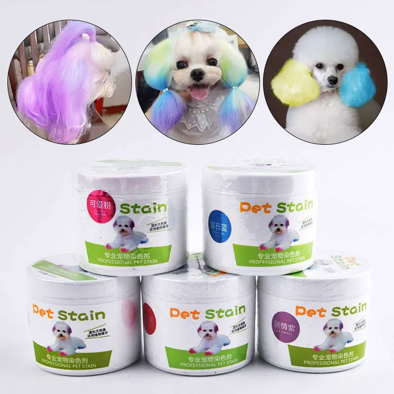 Crema de tinte semipermanente para perros, pigmento colorido de alta pigmentación para el cabello de perros, colorante brillante, suministros para el hogar, 100g