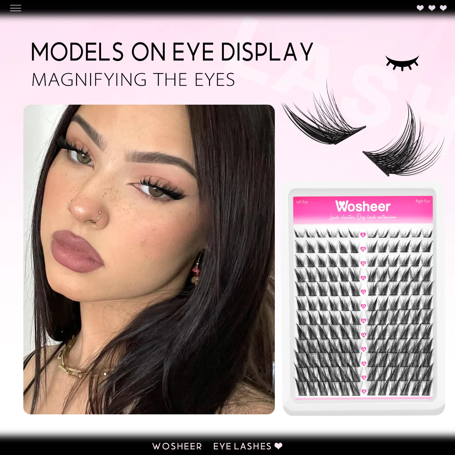 WOSHEER Kit di estensione ciglia fai-da-te Kit di estensione ciglia individuali Mix Cat Eye con incollaggio e sigillo