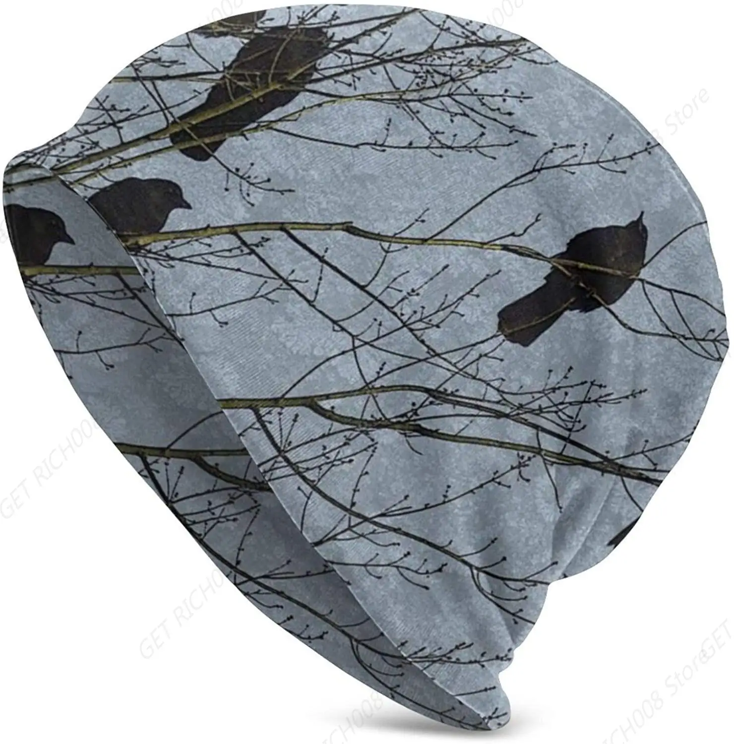 

Мужская шапка Black Crow Raven Bird, милые шапки-бини, зимняя шапка большого размера