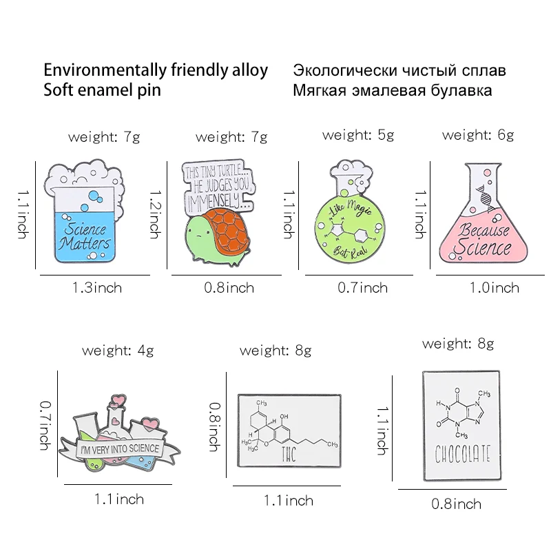 I Believe In Science Enamel Pins Chemical Equation Brooches Cartoon Cute Beaker Test Tube Lapel Badges Scientist Jewelry Gifts
