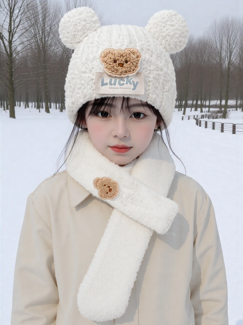 

Комплект из двух детской шапки и шарфа на осень и зиму, теплые, ветрозащитные и защищающие уши шапки для мальчиков и девочек зимой.