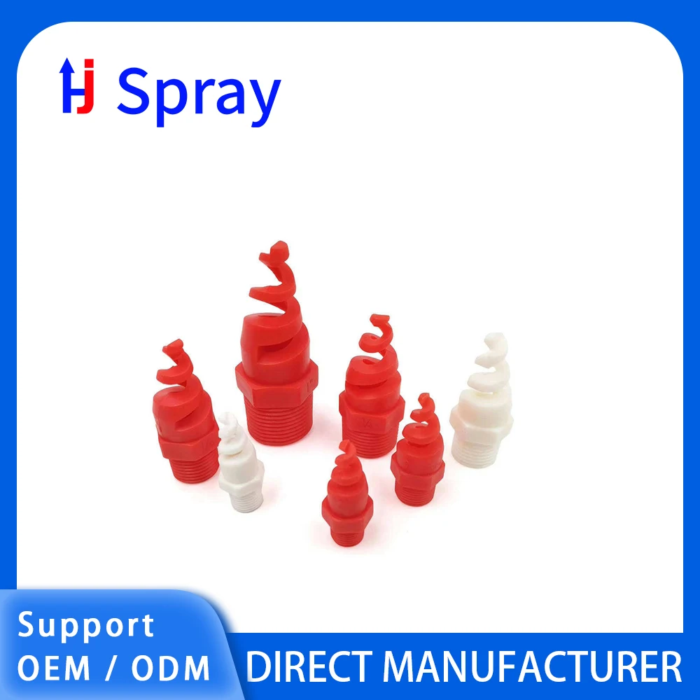 

Huajue High Quality OEM/ODM 90 Degrees 3/4 Inch Plastic Spiral Nozzles Suitable for Industrial Cleaning and Dust Removal