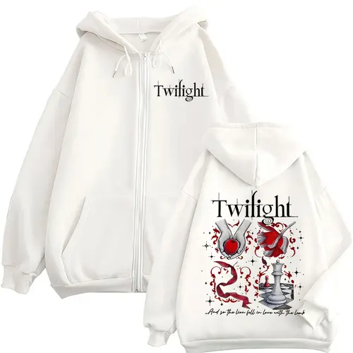 Imagen 2 del producto Sudaderas con capucha con cremallera Twilight Vampire Wolf Romance para amantes de los libros, Edward Cullen, ropa para hombre, sudaderas con capucha con cremallera de moda Hip Hop