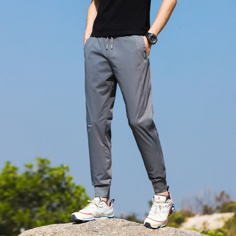 Quick-Drying Track Pants Men's Summer Thin Fashion Printed Elastic Breathable Ankle-Tied Outdoor Casual Mountaineering Pants