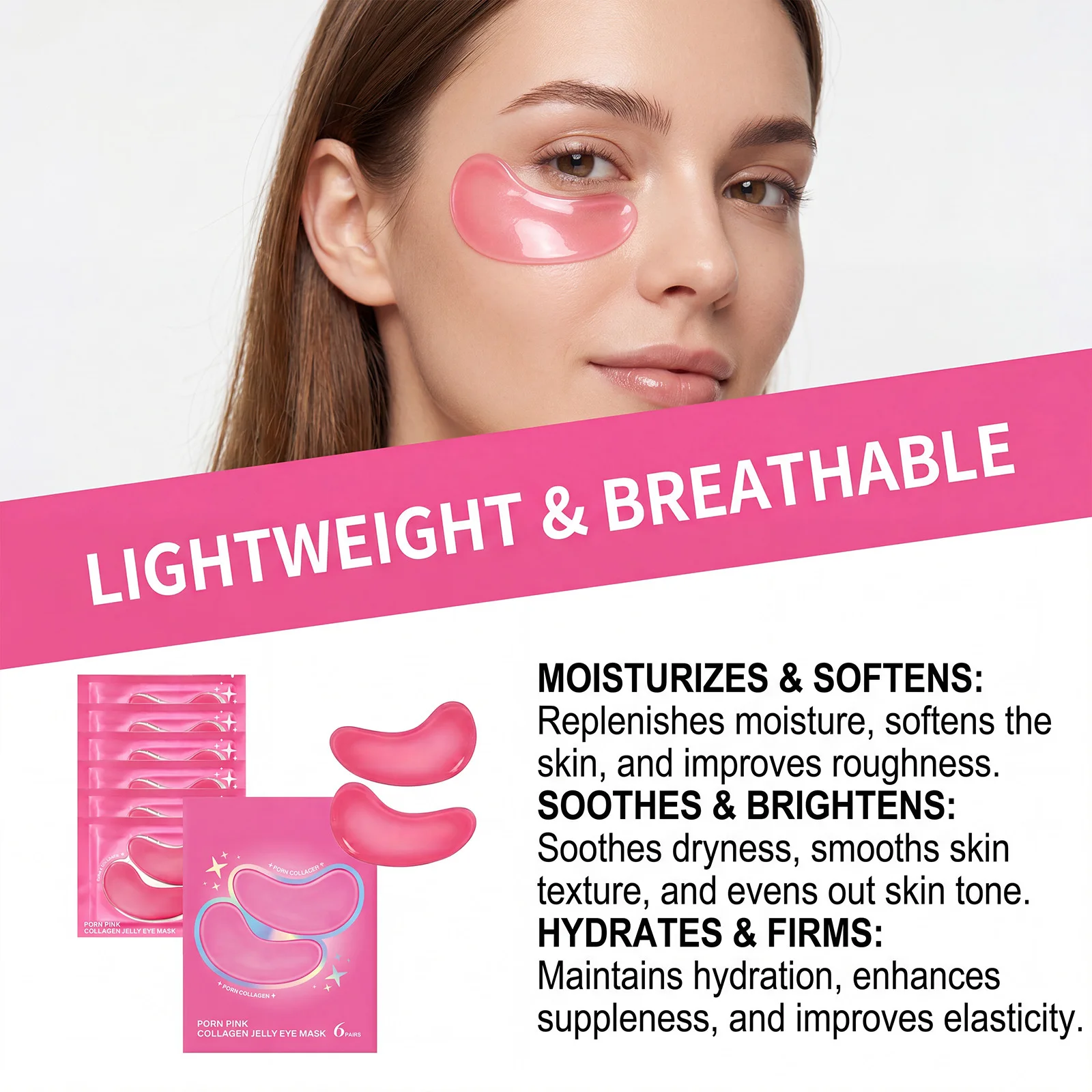 Pink Crystal Collagen Eye Mask - Collagen Under Eye Patches 评论和价格