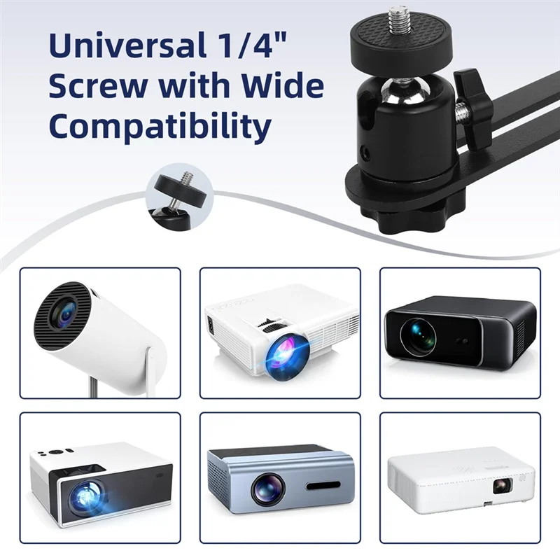 Для XGIMI JMGO Dangbei, совместимый портативный кронштейн для проектора 360° °   Вращающийся универсальный настенный держатель для проектора, винт 1/4 дюйма