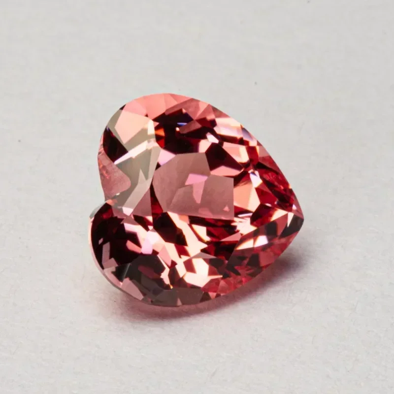 مختبر نمت Padparadscha الأحمر لوتس اللون شكل قلب الأحجار الكريمة لصنع المجوهرات السحر DIY بها بنفسك حلقة المواد شهادة قابلة للاختيار