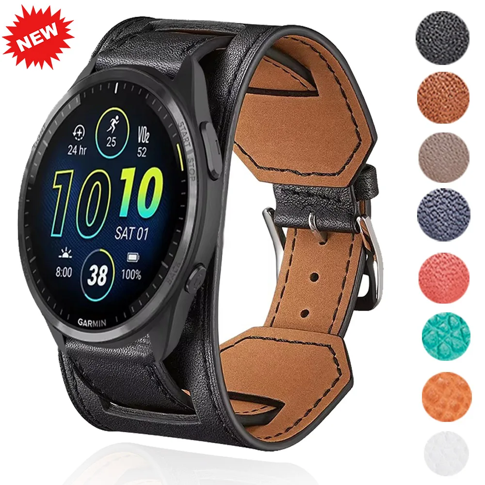 

20mm 22mm Leather Strap for Garmin Forerunner 265 255 Music 965 955 55 245 165 Bracelet for Garmin Vivoactive 5 4/Vivomove Trend