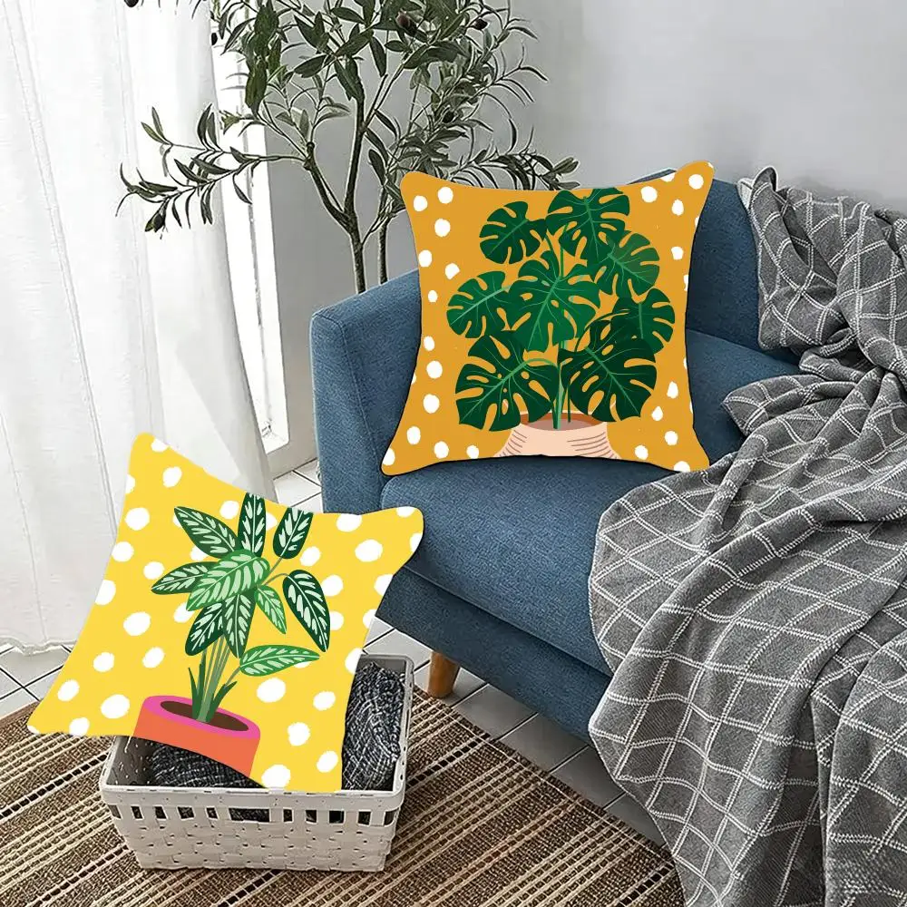 Earthy Warm B-Botanical House Plants Boho Retro Vase Cushion Cover Fluffy velvet Nordic style plush Living room sofa decorative