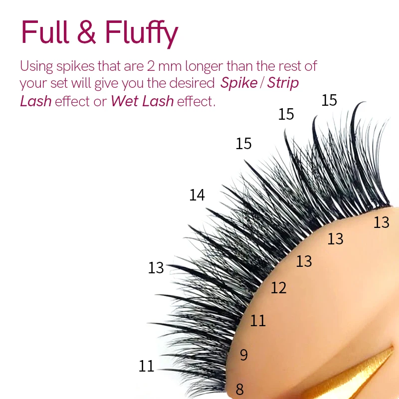 H&L since 1990 Eyelashes Extensions Supplies Spikes Lash lash Promade Wispy Spikes Black Color