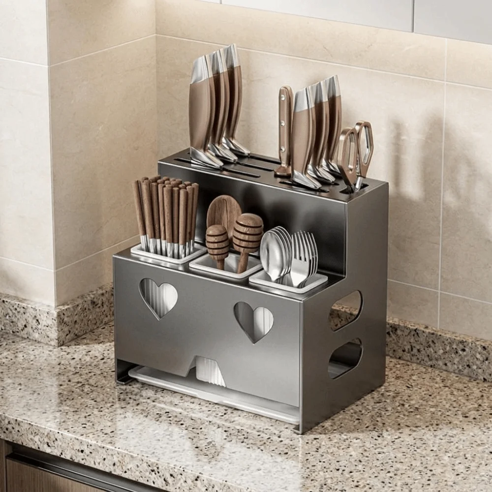 Carbon Steel Cutlery Holder Detachable Hangable Chopstick Cage Large Capacity Rust-proof Kitchen Storage Rack Restaurant