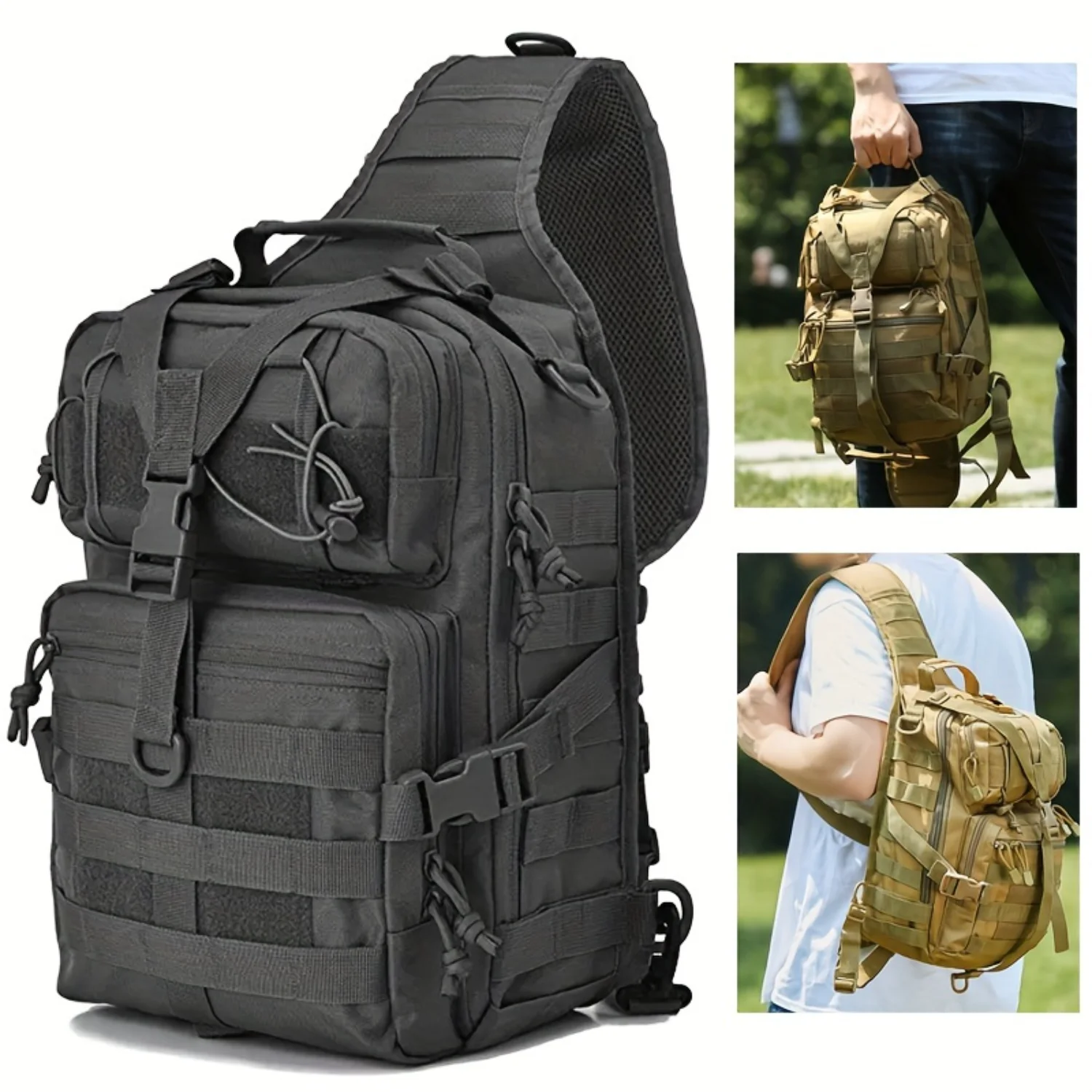 1pc Mens Waterproof Oxford Cloth Camouflage Bag, Multifunctional Crossbody Bag, Travel Outdoor Extra Large Chest Bag Bape bag