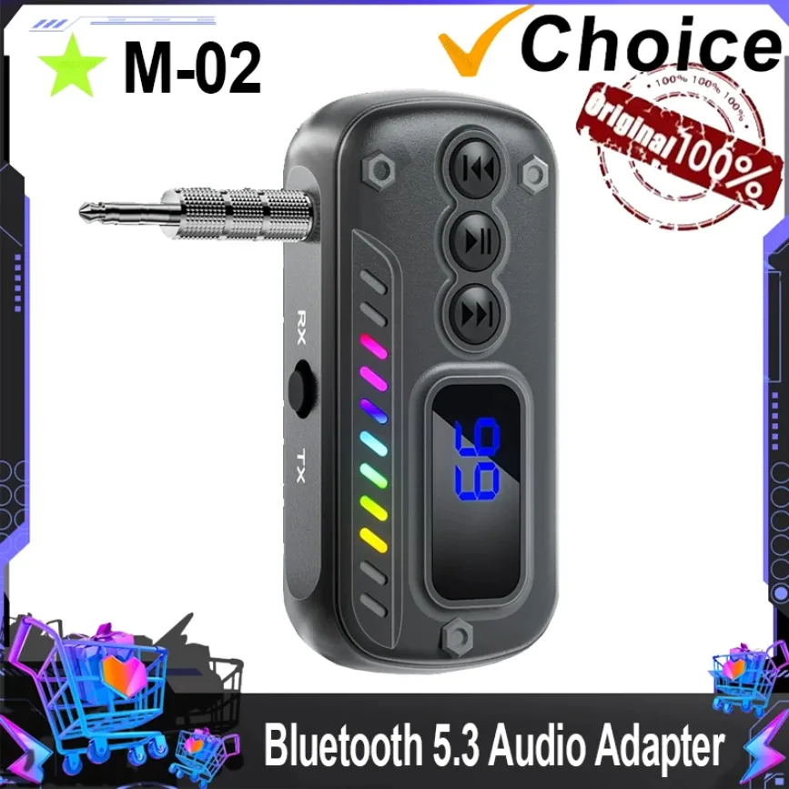 Bluetooth 5.3 Audio Transmitter Receiver Wireless Adapter For Car Music Headphone Speaker 3.5mm Jack AUX Wireless Audio Adapter