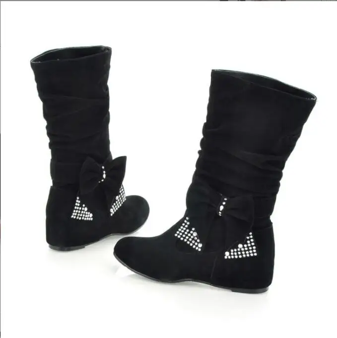 Women Fashion Autumn Wedges High Boots Women Warm Boots Black Red Ways Wear Suede Knee-high Women Snow Boots Large size