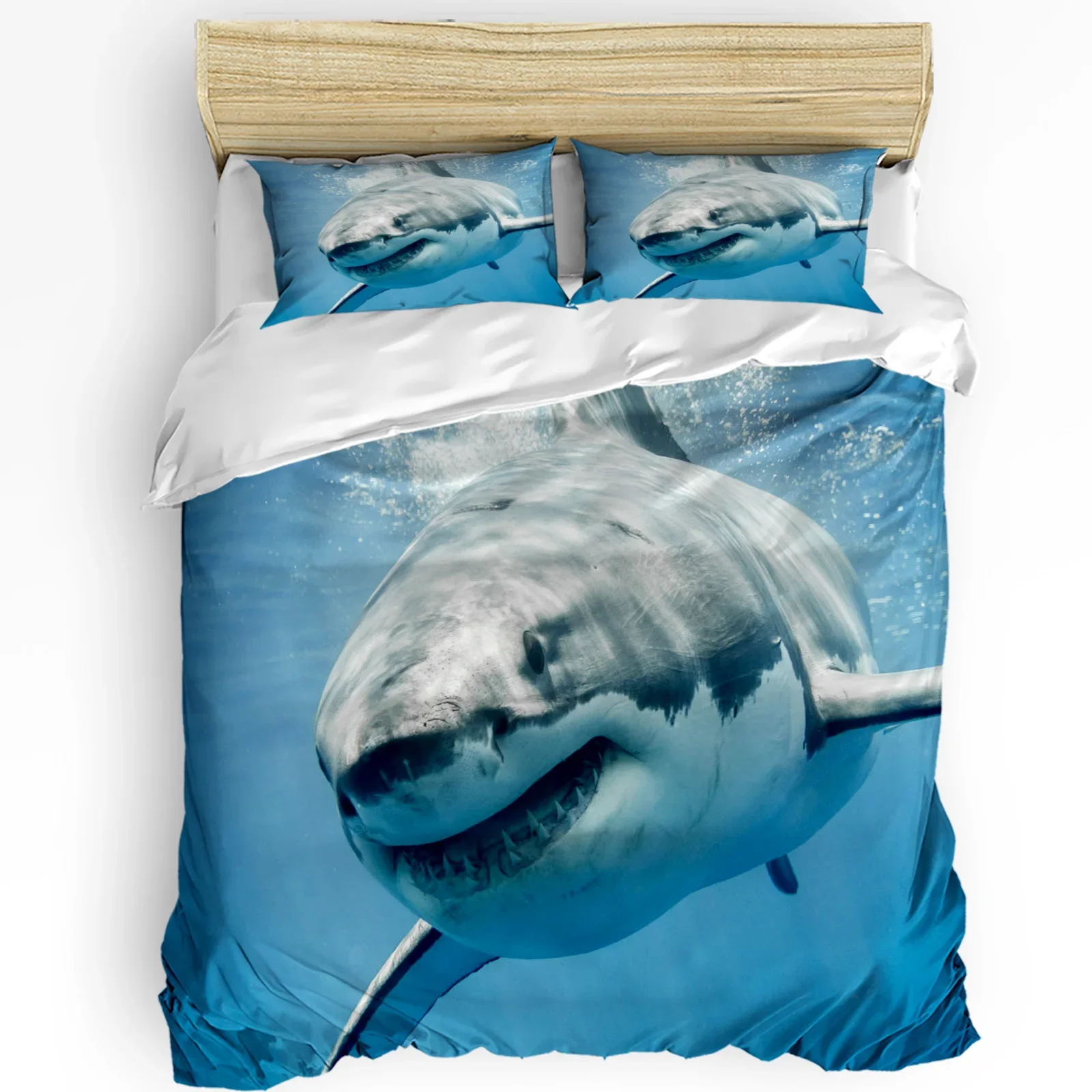 

Shark Sea Wavy Teeth Mouth Printed Comfort Duvet Cover Pillow Case Home Textile Quilt Cover Boy Kid Teen Girl 3pcs Bedding Set