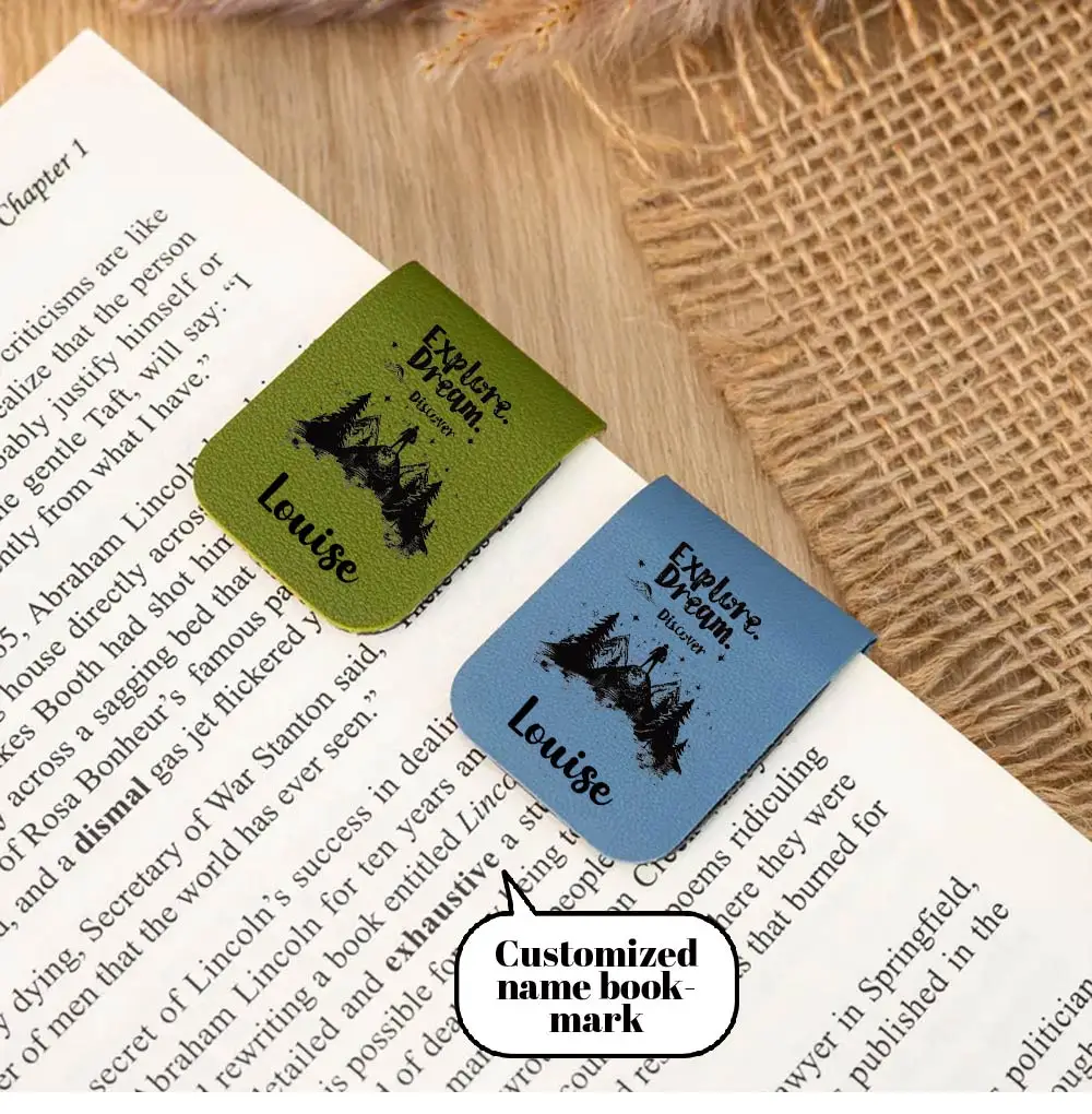 

1 personalized leather magnetic bookmark The Climber Laser printing technology for magnetic library bookmarks Library bookmarks
