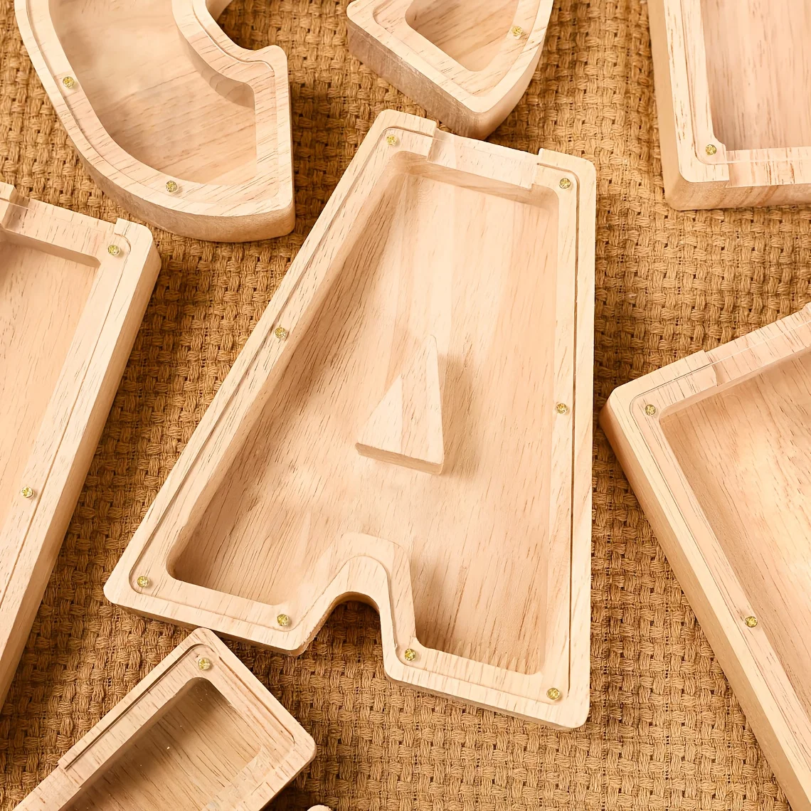 Tirelire en bois avec lettres pour garçons et filles, banque d'argent Alphabet A-Z, cadeau d'anniversaire pour enfants, pâques