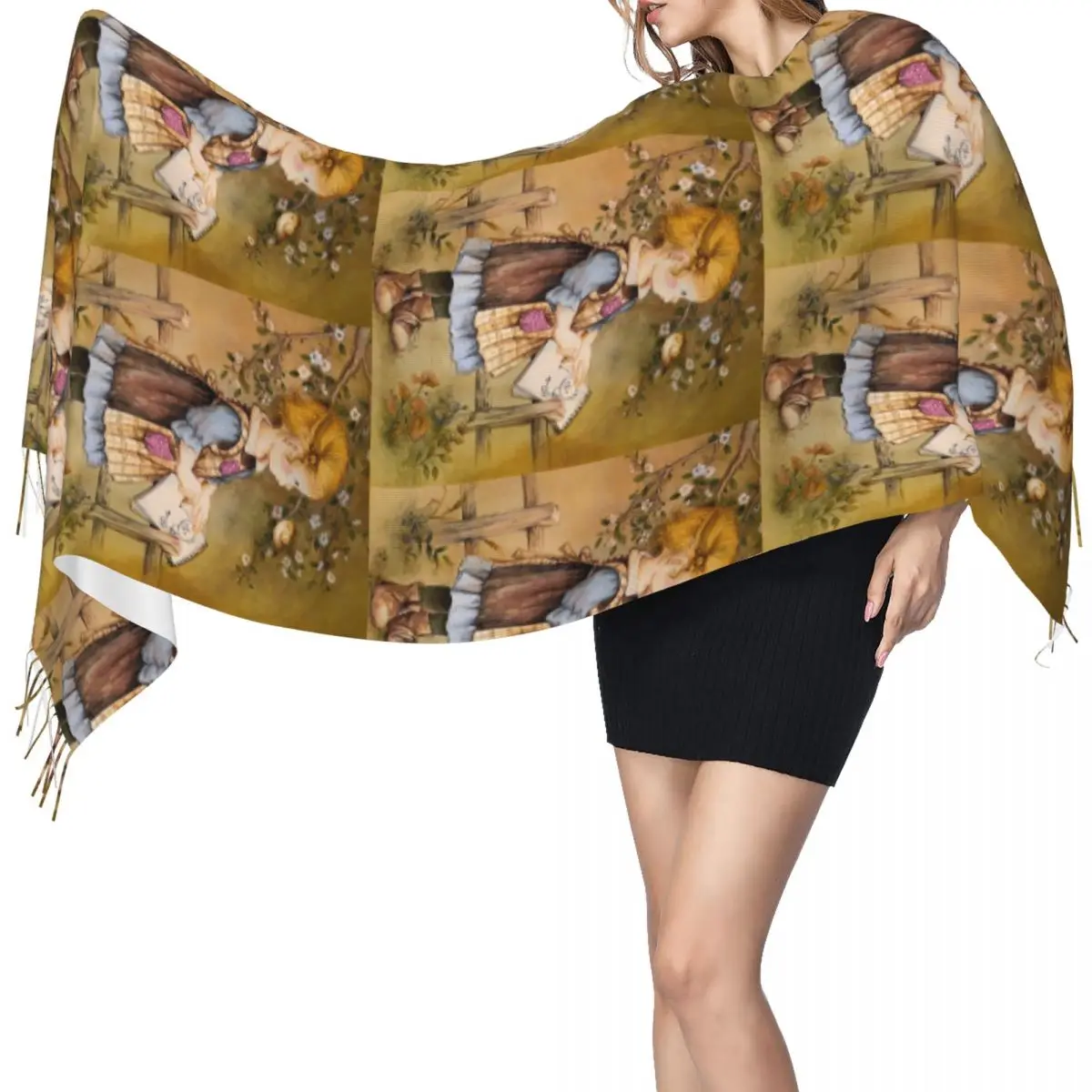 

Kawaii Sarah Kay шарф с кисточками, женские мягкие теплые шали и накидки, большая осенне-зимняя шаль