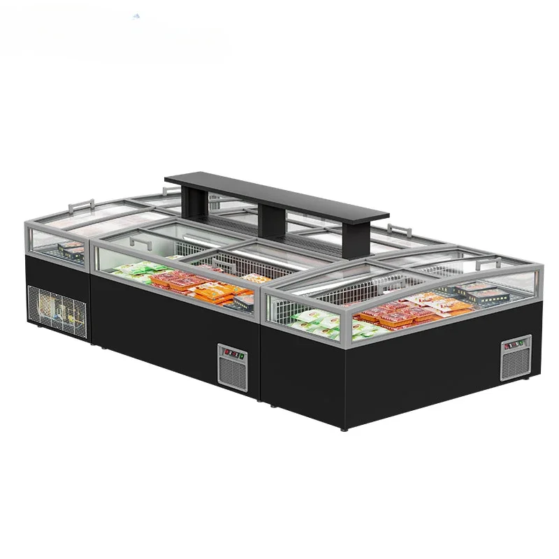 Double Door Chest Freezer Panoramic Meat Butchery Display Freezer for Sale