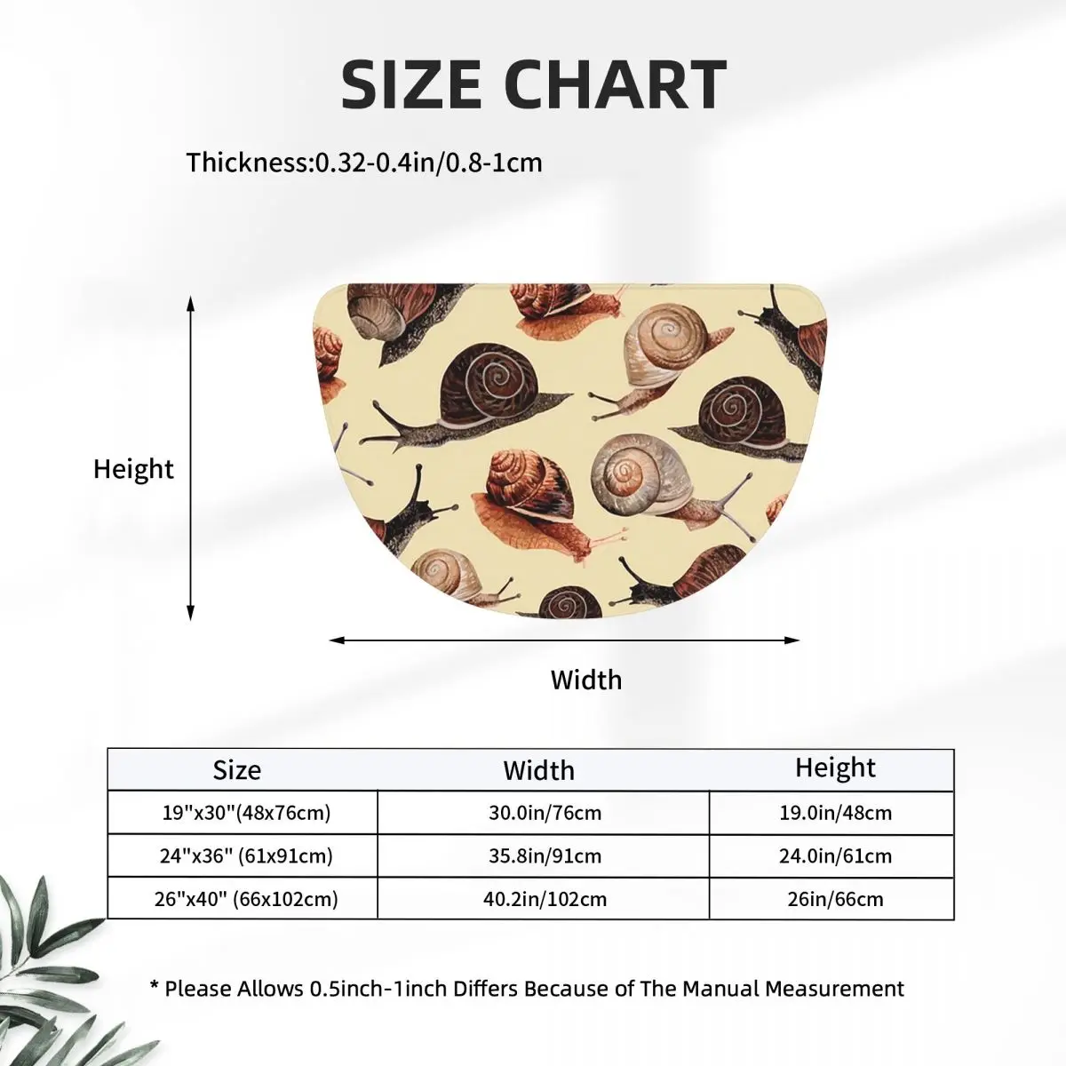 A Slew Of Snails Soft Flannel Half Round Doormat Non Slip Bathroom Mat Absorbent Floor Carpet for Laundry Room Bathroom