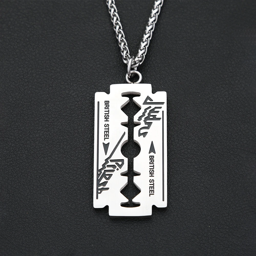 Punk Hip Hop Edelstahl Sicherheits klinge Rasiermesser Anhänger Halskette für Männer Jungen einzigartige coole Schwermetall Schmuck Geschenke Drops hipping