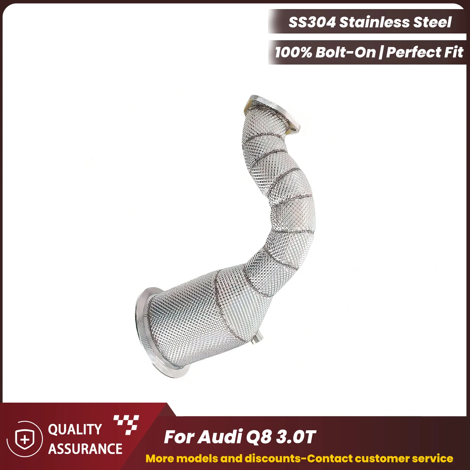 

ECCF single tube Downpipe With Heat Shield For Audi Q8 3.0T Aggressive Exhaust Sound High Flow Performance Upgrade