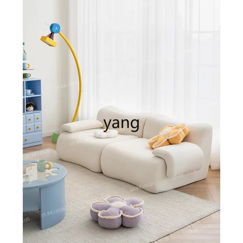 LMMCream Style Compressed Living Room Combination Lamb Wool Sofa