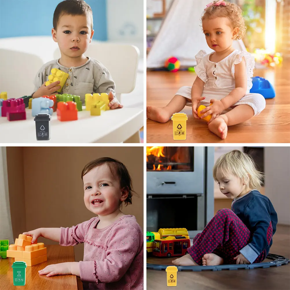 

10Pcs Mini Garbage Can Set Creative Plastic Small House Trash Bin for Mini Room Decoration Cognitive Sorting Game Prop