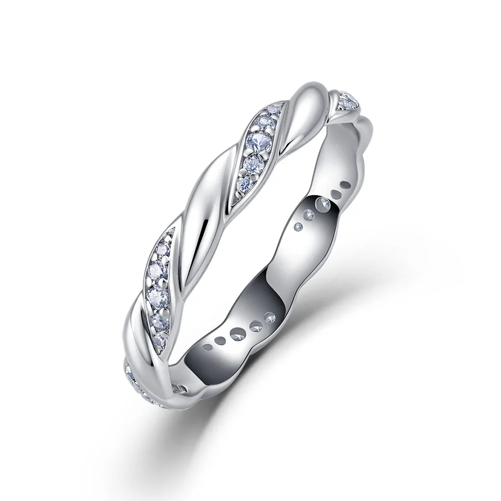 Apexelle Brand Fashion Jewelry 925 Sterling Silver Rings Moissanite Twist Arm Ring For Women GRA Certificate Luxury Jewelry