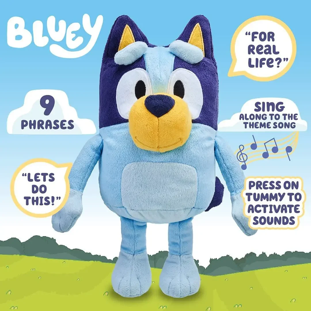 30cm Kawaii Bluey Talking Sing Animal Bingo Dog Music Stuffed Plush Toys Doll Cartoon Cute Anime Figure Peluches Xmas Kids Gift