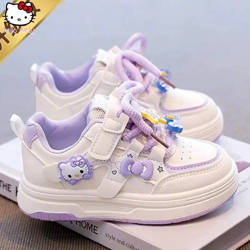 

Hello Kitty Children's White Shoes Cartoon New Anime Spring Autumn Kawaii Girls Soft Sole Princess Shoe Sanrio Casual Sport Shoe