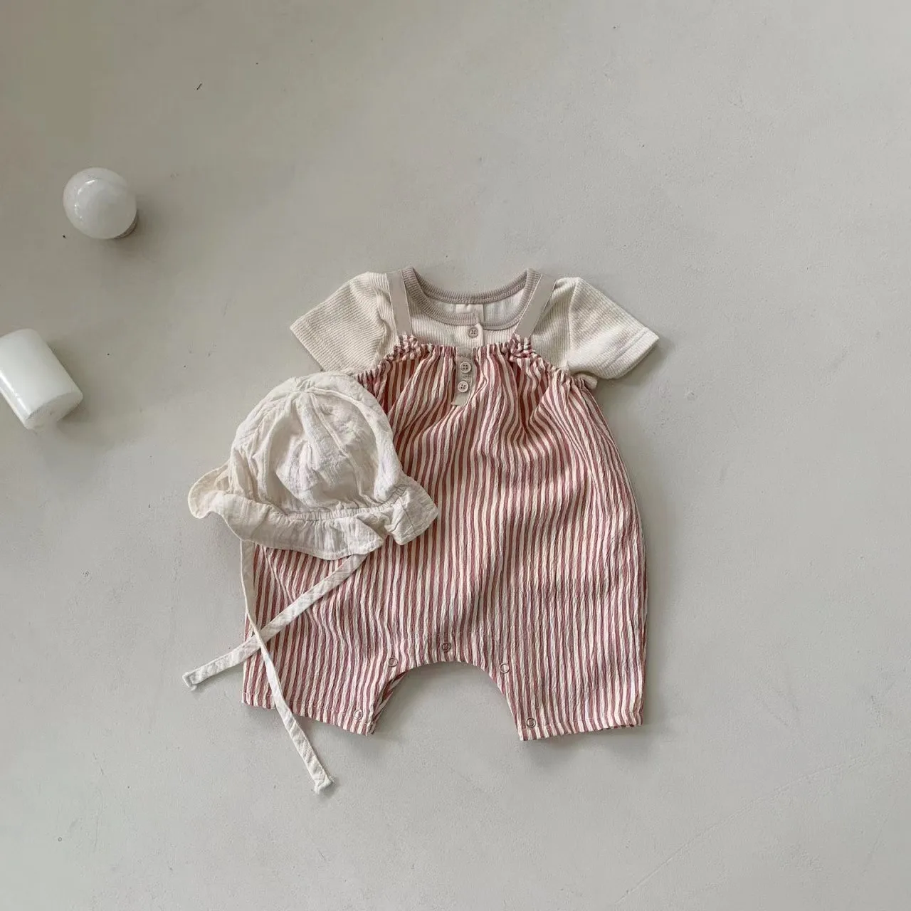 Pelele de camisola a rayas para niñas pequeñas, mono holgado y fino, mono informal sin mangas, mono informal para niños, 2024