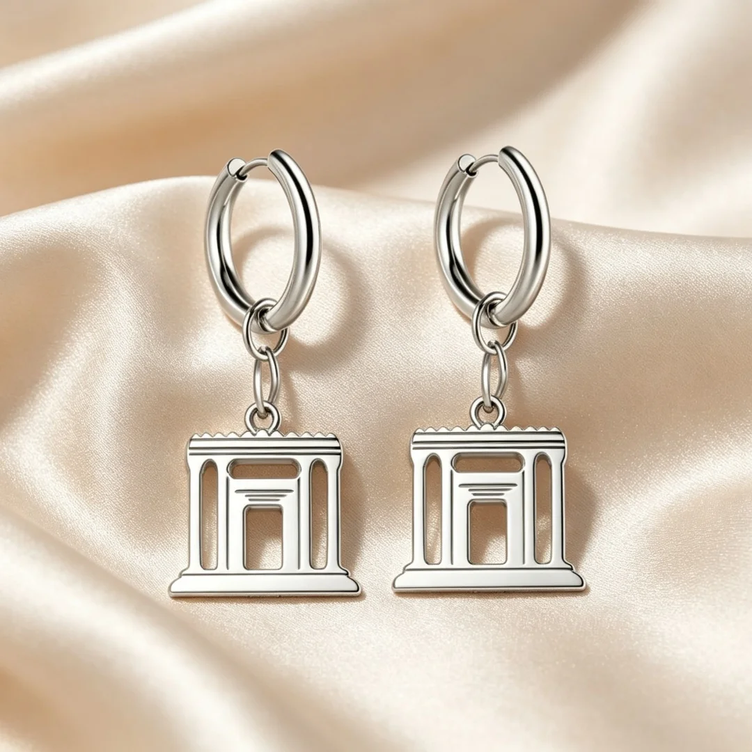 Holy Temple Gate Pendant Earrings for Women Jewish Judaica Biblical Holy Land Jerusalem Charm Religious Gift Jewelry