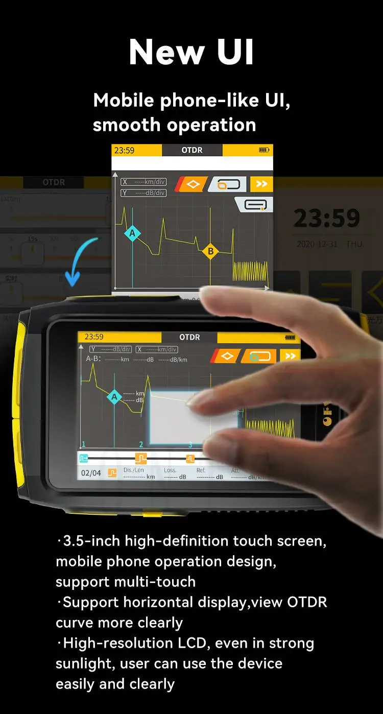 100% nouveau FTTH OTDR mini avec compteur de puissance optique VFL source de lumière stable multifonction recherche de fibres mesure de défauts Fiber active