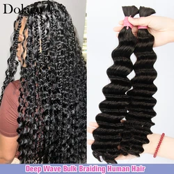 Boho Braids Raw Hair Extensions Knotless Human Hair Braiding Hair Bohemian Burmese Human Hair Deep Wave Bundles Bulk Hair