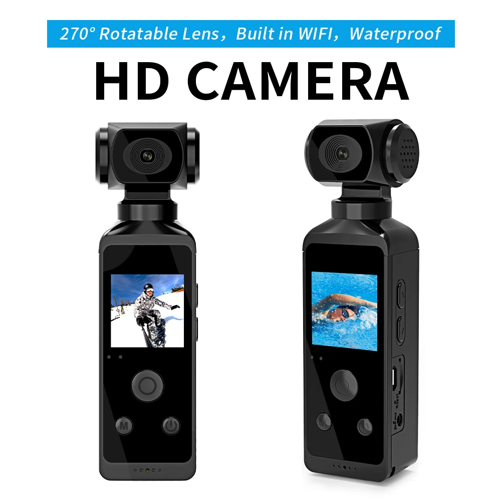 

New Pocket Camera HD Action Cam 1.3" HD LCD Screen 270° Rotatable Wifi Mini Sports Camera With Waterproof Case For Helmet