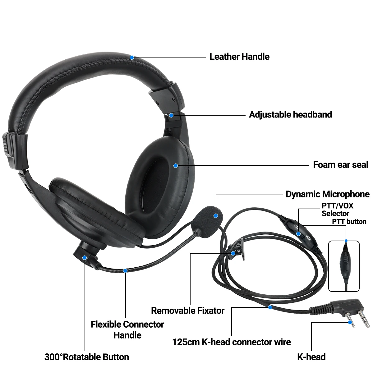 ABBREE PTT VOX MIC سماعة أذن مرنة سماعة لاسلكية تخاطب لراديو Baofeng UV-21 Pro UV-5R Quansheng UV-K5(8) UV-K6 اتجاهين