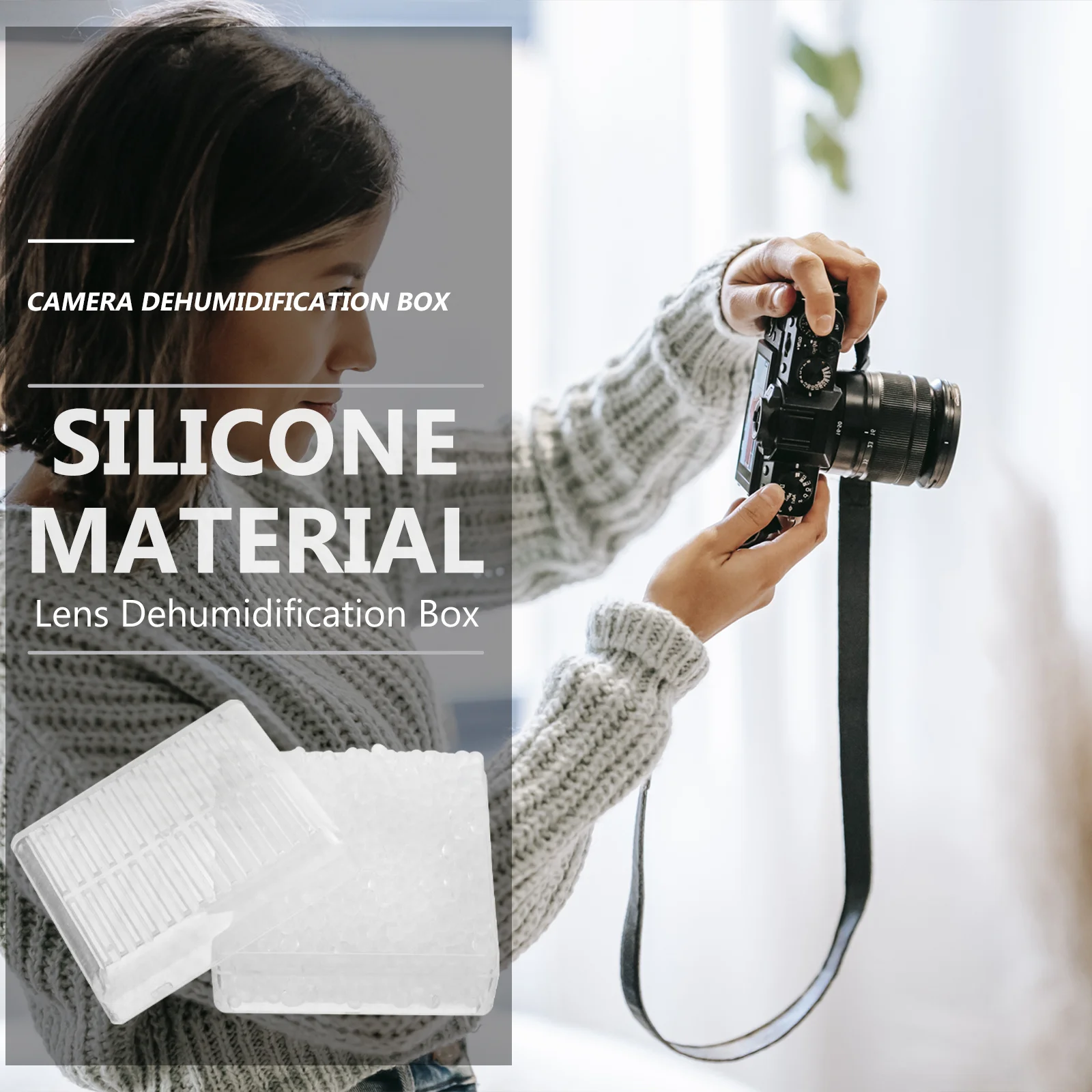 

2Pcs Camera Moisture Absorber Case Silica Gel Desiccant Box Multi-Functional Storage Impact Resistant Reusable